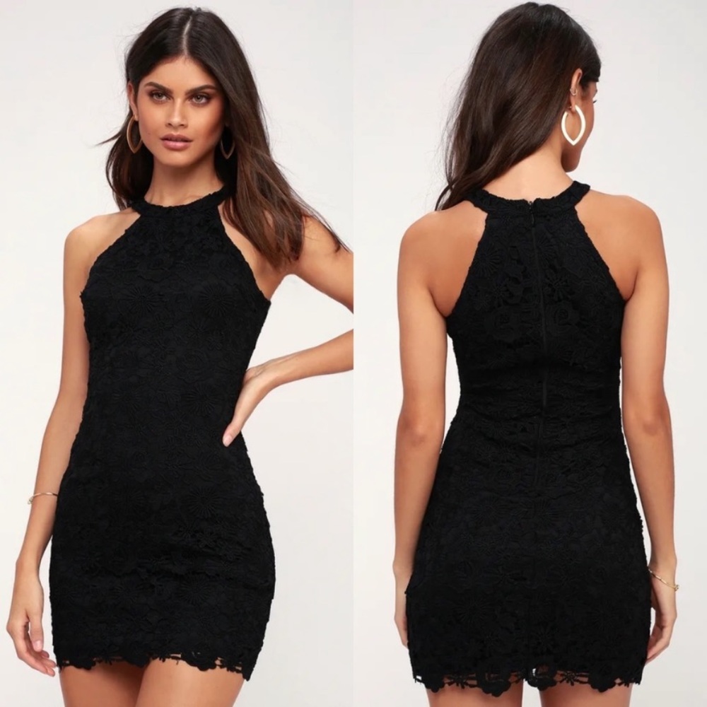 Lulu’s Black Lace Sheath Mini Dress